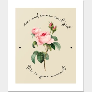 Vintage Rose inspirational quote Posters and Art